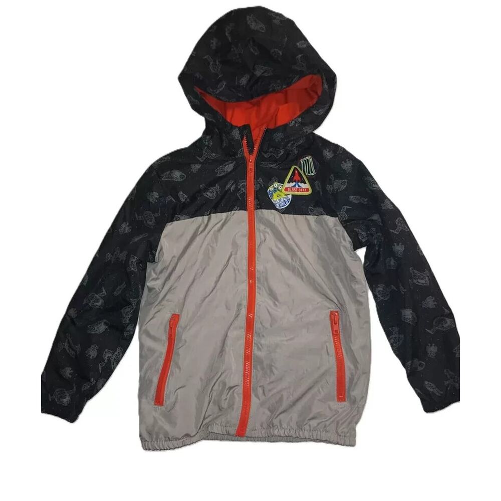 Garanimals 365 Kids Boys Windbreaker Full Zip Hoodie Lined Jacket Gray Sz 7 B002